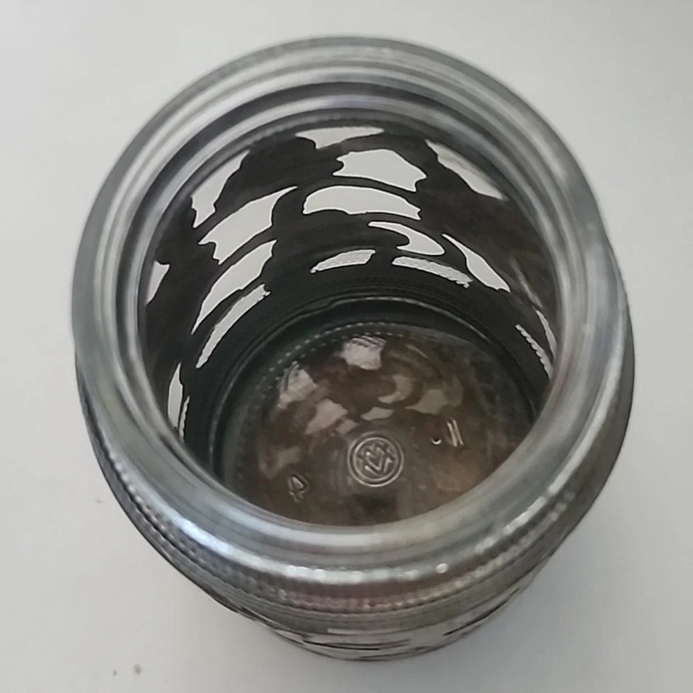 Vintage Glass Jar Mexico Taxco  Floral Overlay Syrup Condiment